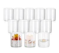 Glasseam Hurricane Glass Chandeliers Set De 12, Chandeliers Flottants en Forme De Colonne, Chandeliers en Forme De Colonne Petit Vase, Chandeliers Transparents pour Centre De Table De Mariage