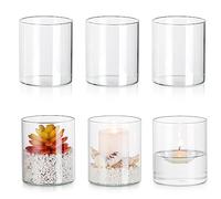 Glasseam Hurricane Lot de 6 bougeoirs cylindriques Transparents pour Bougies piliers, vases cylindriques Modernes pour Bougies flottantes, vases pour Centre de Table, décorations de Table de Mariage,