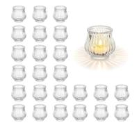 Glasseam Lot de 24 Photophores en Verre : Photophores CôTeléS pour Centre De Table De Mariage Petits Photophore pour DéCoration De Table De NoëL