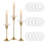 Glasseam Pare-Gouttes en Verre pour Bougies: Lot de 12 pour Bougeoirs, Protège-Gouttes Transparent pour Centre De Table, Mariage Et Noël