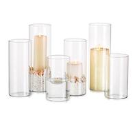 Glasseam Porte - Bougie en Verre pour Bougie Colonne Hurricane Porte - Bougie 6 pour Bougie Flottante Oath Tea Light Grand Porte - Bougie pour Décoration De Table Vase Cylindrique pour Pampas