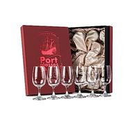 GLASSIQUE CADEAU Lot de 6 petits verres à dégustation de vin de porto et dessert, sherry, cordial, apéritif | Lot de 6 petites gorges en cristal de 200 ml | Mini tige courte