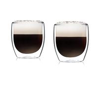 GLASWERK Verre double paroi à Latte Macchiato Design (2 x 230 ml) tasse a cafe design - Tasse double paroi, mug transparent, tasse a the verres à thé lavable au lave vaisselle bob, tasse a cafe