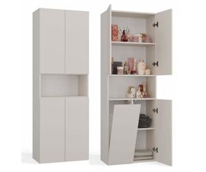 GLAZE - Armoire de salle de bain avec panier à ligne - Style moderne - 174x60x30 cm - Colonne sdb - Beige