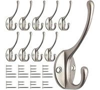 GlazieVault Lot de 10 patères murales en nickel satiné - Crochets muraux robustes - Crochets muraux de qualité supérieure - Crochets de porte antirouille