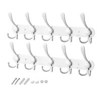 GlazieVault Lot de 2 crochets muraux blancs en acier inoxydable - Crochets robustes - Crochets muraux noirs