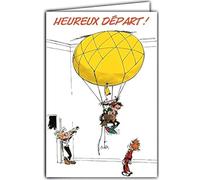 GLCT-0232 Carte départ Gaston Lagaffe ballon - Avec Enveloppe Illustrée 17,5x12cm - Fabriqué en France