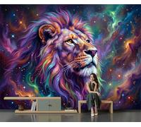 GLCWARM Papier Peint Panoramique 3D 450X315Cm Fresque Murale Nébuleuse Du Lion | Tapisserie Intissé Animaux Fantastiques Pour Salon Chambre, Bureau Décoration Murale Grande Taille