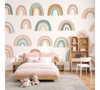 GLCWARM Papier Peint Panoramique 3D Arc-En-Ciel D'Encre 350X256Cm | Papier Peint Murale Intissé Illustrations Bohèmes,Tapisserie Murale Pour Salon Chambre Maison Décoration Intérieure