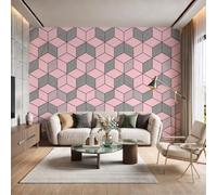 GLCWARM Papier Peint Panoramique Cube En Nid D'Abeille Mur 450X315Cm | Géométrie Pop Papier Peint Intissé Pour Chambre Salon Bureau Personnalisé Décoration Murale