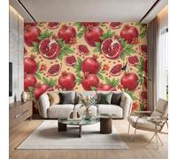 GLCWARM Papier Peint Panoramique Fleurs De Grenade 250X175Cm | Arbres Fruitiers De Jardin Revêtement Mural Décoration Chambre Design Moderne Intissé Tapisserie Photo Pour Chambre Salon