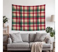 GLCWARM Tapisserie Murale Noël Impression 3D | Toile De Fond Noel Tapisserie Plaid Écossais Texture Rétro | Pour Salon, Chambre, Dortoir, Fond De Fête, 150×150Cm