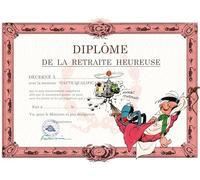 GLDP-7029 Gaston Lagaffe Carte double avec enveloppe Diplôme de la Retraite Heureuse - Départ Hamac Repos Sieste Farniente Grandes Vacances Détente Loisirs