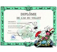 GLDP-7032 Gaston Lagaffe Carte double avec enveloppe Diplôme de l'As du Volant Voiture Karting