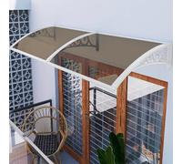GLDYTVF Auvent de Porche 61 x 160 cm | Toile d'ombrage imperméable pour Balcon avec kit de Fixation en Acier - Panneau Brun pour terrasse et Porte, portée réglable 61/81/99/119 cm