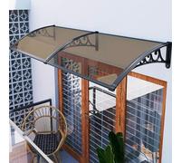 GLDYTVF Auvent de Porche 61 x 71 cm - Protection imperméable pour Balcon avec kit de Fixation en Acier et Plastique, réglable 61/81/99/119 cm - Panneau Marron élégant pour terrasse et Porte