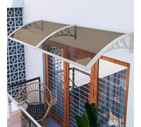 GLDYTVF Auvent de Porche 81 x 259 cm - Toile de terrasse imperméable avec kit de Fixation en Acier, Panneau Brun pour Balcon et Porte, réglable 61/81/99/119 cm, Protection extérieure Durable