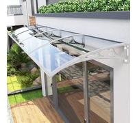 GLDYTVF Auvent de terrasse extérieur 61 x 89 cm, auvent rectangulaire Blanc avec kit de Fixation Robuste en Plastique et Acier, Panneau Transparent pour terrasse, entrée ou Jardin.