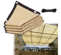 GLDYTVF Bâche Beige en Maille de 2,13 m x 7,32 m avec œillets en Laiton renforcés - Toile d'intimité extérieure Facile à Installer, Filet Anti-UV pour auvent de Jardin et ombrage