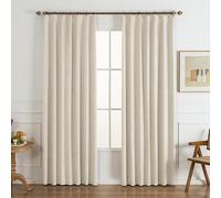 Gleantdeco Rideaux Occultants Thermiques à Ruban fronceur en Mélange Lin Beige Crème 2 Panneaux, 100% Anti-UV et Isolant Anti Froid et Chaleur pour Chambre Salon, 101L X 185H cm