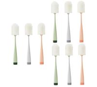 GLEAVI 9 Pièces pinceau éponge avec manche brosse nettoyante pour vitres bébé éponge goupillon bouteille d'eau outil de nettoyage brosse pour bocal en verre détachable