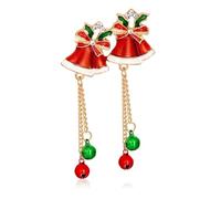 GLEAVI Broche Cloche de Noël Créative en Alliage Rouge Ornée de Cristaux Épingle Décorative pour Vêtements Paquet à Dos et Écharpe Accessoire Festif Unique pour Fêtes Hivernales 1