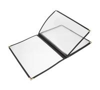 GLEAVI Couvertures en PVC transparent A4 5 feuilles, protège-menu rechargeable avec coins dorés, double rangée de lignes, pour présentation élégante en restaurant