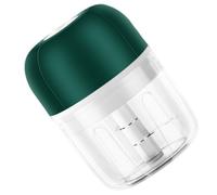 GLEAVI Hachoir à Ail Électrique Vert Semi-automatique Lame Double Agitateur en Acier Inoxydable Abs Cuisine Pratique et Découpe Rapide