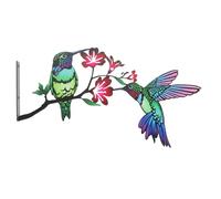 GLEAVI Oiseau en Métal sur Branche Décorative - Piquet D’arbre Jardin en Fer Peint Vert - Décoration Extérieure Solide pour Balcon, Terrasse et Jardin - Ornement Mural Artistique Nature