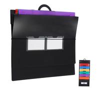 GLEAVI Organiseur Mural Suspendu Noir en Plastique avec 6 Poches Accordéon Extensibles, Grand Rangement pour Bureau, Design Multicolore Arc-en-Ciel, Gain de Place Assuré