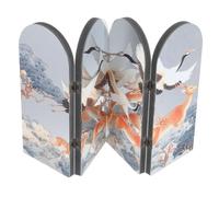 GLEAVI Paravent Pliable Portable Finition Lisse à 4 Panneaux en PVC Mousse et Acrylique Motif Vintage Chinois Élégant pour Décoration Intérieure et Bureau