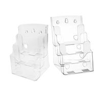 GLEAVI Présentoir en Acrylique Multi-Niveaux 2pcs pour Brochures et Menus, Grosse Capacité, Support de Bureau Organisé pour Flyers, pour Espace de Travail
