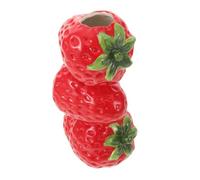 GLEAVI Vase Céramique Rouge Forme de Fraise pour Décoration de Table avec Fleurs Fraîches ou Séchées pour Étagère et Intérieur Moderne Design Artistique et Polyvalent
