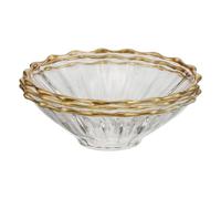 GLEAVI Verre Anneaux Récupérateurs de Cire Stables 3 Pièces, pour Bougies Coniques Protections Anti-Gouttes Bordure Dorée, Adaptés aux Bougeoirs en Verre, Décoration D’église et Maison
