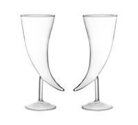 GLEAVI Verres à Vin Design Corne Lot de 2 en Verre Résistant à L'usure 210ml Multifonctionnels pour Dîner et Fêtes Nuptiales