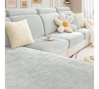 Gleedipre Français Chenille élastique Housse de Protection pour canapé Coussin de Siege Dossier Appui-tête Jaquette Convient à Toutes Les Saisons Drap Housse canapé(Gris Clair,160-195cm x 95-115cm)