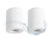 Gleonlux Spot en Saillie IP44, Plafonnier Salle de bain, Spots de Plafond 230V avec GU10 douille, Ø80x95mm Aluminium Rond Blanc downlight pour Modules GU10 et LED, Lot de 2