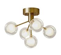 GLETSF Lustre LED Moderne Or/Noir, éclairage LED avec Bulles de Verre Transparent et Perles en Forme d'étoile, luminaire pour Salon, Salle à Manger, Chambre, B-15bubbles-Warmlight