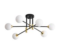 GLETSF Lustre LED Moderne Or/Noir, éclairage LED avec Bulles de Verre Transparent et Perles en Forme d'étoile, luminaire pour Salon, Salle à Manger, Chambre, G-15bubbles-Whitelight