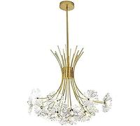 GLETSF Lustre Moderne LED de Luxe Or/Violet, 15 ou 6 Sources Lumineuses, chaîne réglable, Imitation Jade, Verre et Cristal, idéal pour Chambre, Salon ou Villa. Chan, Taille A.