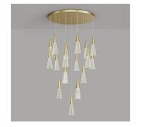 GLETSF Suspension LED Moderne de Style Nordique, Lustre de Plafond Luxueux en Cristal pour Salon et Chambre, luminaire de décoration intérieure, Corps doré - Diamètre 40 cm, Hauteur 15 cm