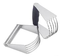 Glewi Batteur à poudre en acier inoxydable avec tête incurvée, pour mélanger rapidement la farine et le beurre, poignée ergonomique en TPR, outil de cuisson de cuisine, argenté