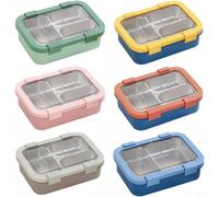 Glewi Boîte à déjeuner étanche à 3 compartiments en acier inoxydable pour adultes, enfants, école, bureau, extérieur, 22,8 x 16,5 cm (rose)