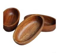 Glewi Bol à salade en bois d'acacia sculpté à la main pour mini bateau, assiette à fruits créative pour décoration de table, plateau à goûter, taille compacte 15 cm
