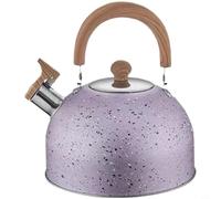 Glewi Bouilloire sifflante en acier inoxydable, base à induction martelée avec poignée en bois, 2 L/3 L/4 L pour brassage du thé à la maison (violet)