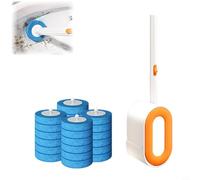 Glewi Brosse WC avec 24 têtes de recharge, brosse WC et support, support mural, couvercle à ouverture automatique, baguette de nettoyage jetable pour salle de bain (orange + 24 têtes)