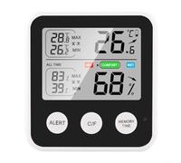Glewi Compteur numérique de température et d'humidité avec écran LCD, détection rapide de 10 secondes, interrupteur C/F, alarme pour chambre de bébé à domicile, blanc (TS-9909-B)