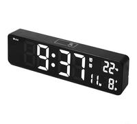 Glewi Horloge murale numérique LED de 25,4 cm avec calendrier de température, phase de lune, double alarme, gradation automatique, contrôle tactile pour chambre à coucher, salon, bureau, vert (blanc)