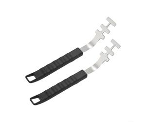 Glewi Lot de 2 lève-grilles en acier inoxydable résistant à la chaleur avec poignée ergonomique de 26 cm pour une cuisine en camping en toute sécurité