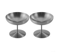 Glewi Lot de 2 pots à dessert en acier inoxydable de qualité supérieure avec pied haut - Ramequins en métal pour cocktails, gelée, cheesecake, fête à la maison, 12,5 x 12,5 cm (150 ml)